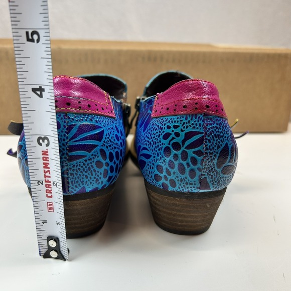 SOFFIA FLOWER-ACCENT GENUINE LEATHER BOOTIES OXFORD SHOE Colorful Unique US 8/9 - Picture 6 of 7